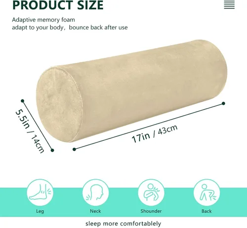 Vista 3 de Almohada cervical cervical de trigo, almohada cervical con funda extraíble lavable, almohada de cuello de espuma viscoelástica para dormir, almohada