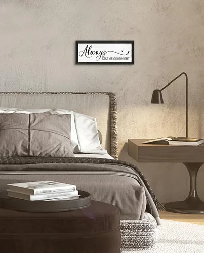 Vista 8 de YPY Letrero con texto en inglés "Always Kiss Me Goodnight" (Always Kiss Me Goodnight): pintura que absorbe el sonido, arte de pared – Decoración
