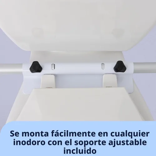 Vista 6 de Riel de seguridad plegable para inodoro con altura ajustable, ajuste universal para asientos estándar o elevados, marco de aluminio, reposabrazos