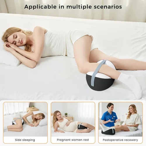 Vista 2 de Almohada de rodilla para dormir de lado, almohada de espuma viscoelástica para dormir de lado, correa ajustable y funda lavable extraíble