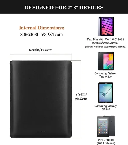 Vista 2 de MoKo Funda para Tablet de 7-8 Pulgadas, Maletín de Cuero PU Estuche Delgado y Elegante Compatible con Nuevo iPad Mini (A17 Pro) 8.3" 2024, iPad Mini