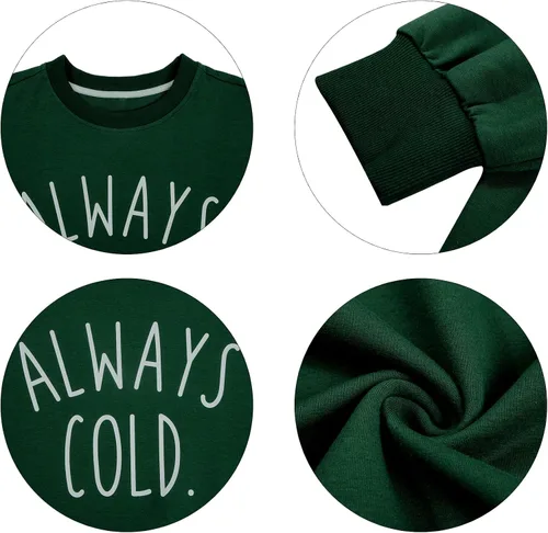 Vista 6 de JINTING Always Cold - Sudadera de gran tamaño para mujer, con cuello redondo, ligera, de manga larga