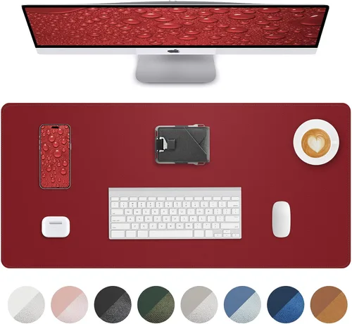 Vista 16 de Tapete protector para escritorio y mouse, antideslizante, de piel sintética, tapete impermeable de escritura para laptop, para oficina y hogar
