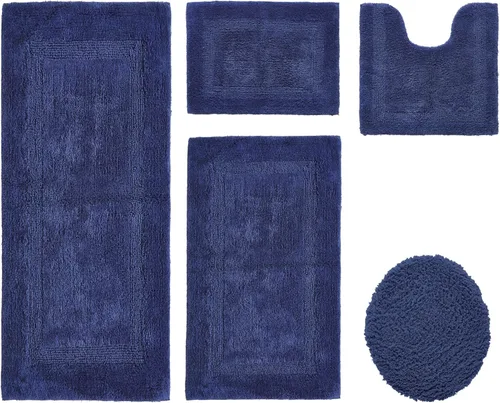 Vista 377 de Better Trends - Juego de 2 alfombras de baño 100% algodón, extra suaves, con borlas, de 17" x 24", alfombra de baño superabsorbente y reversible