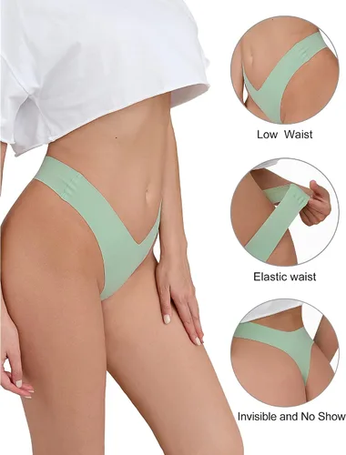 Vista 2 de DEANGELMON - Tangas cómodas sin costuras, para mujer, ropa interior invisible, paquete surtido