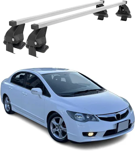 Vista 20 de Barras transversales de techo OMAC para Honda Civic Hatchback 1996-2000, con cierre, 49.9 kg, aluminio, negro, 2 piezas, se ajusta a portaequipajes