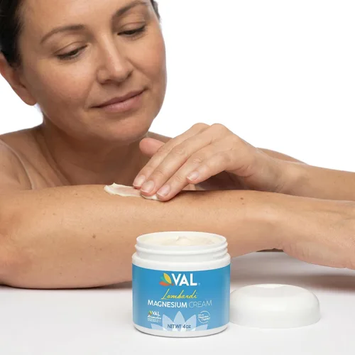 Vista 2 de VAL Lombardi Nighttime Magnesium Zechstein Cream Loción hidratante de rápida absorción para piernas, pies y pecho 4 onzas Jojoba y tuberosa
