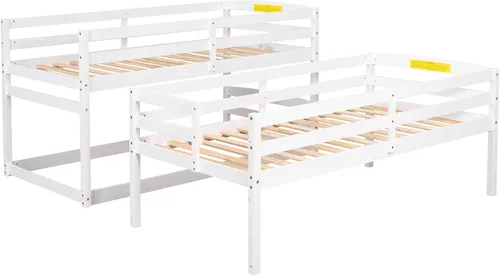 Vista 8 de Harper & Bright Designs Litera triple de madera con escalera de almacenamiento, literas de madera 3 camas en 1 para niños, cama triple desmontable