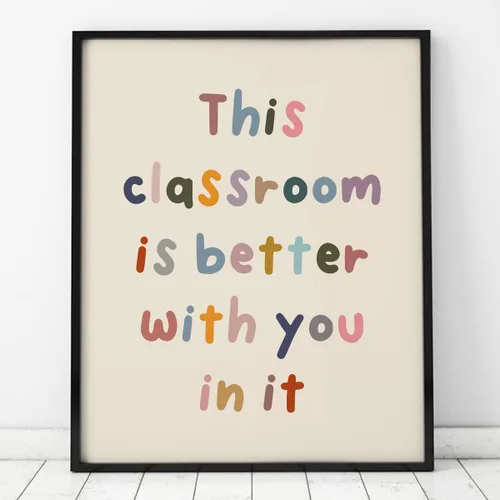 Vista 3 de Letreros de bienvenida con texto en inglés «This Classroom Is Better with You In It», póster de bienvenida para decoración de aula, arte de pared