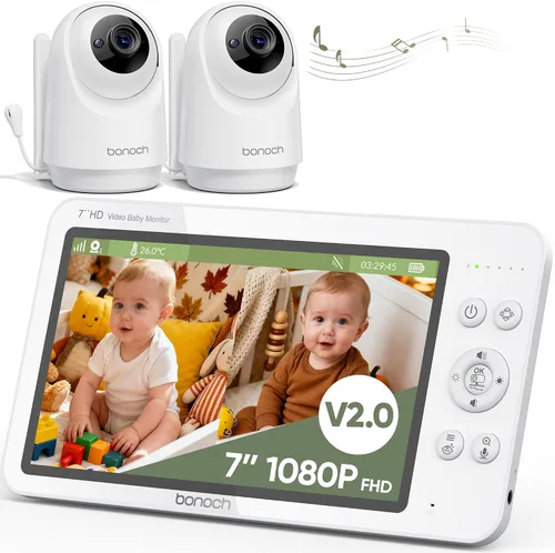 Vista 12 de bonoch Monitor de bebé V2.0 MegaView 7" 1080P sin WiFi, prueba de hack Blanco perla