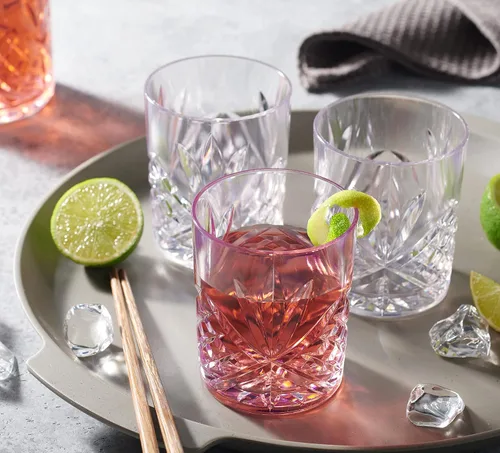 Vista 4 de Godinger Old Fashioned - Vasos de whisky para beber, acrílico inastillable y reutilizable, colección Dublín, juego de 4
