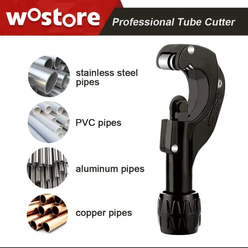 Vista 2 de Wostore Cortador de tubos de 1/8"-1-3/8" OD (0.118-1.378 in) con hoja adicional y escariador desbarbador plegable, hoja de acero de aleación