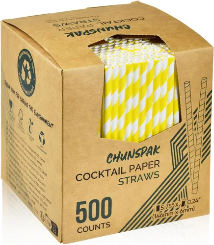 Vista 22 de 14,6 cm x 0,79 cm Pajitas de papel desechables de bambú verde para bebidas cortas, cócteles mezclados, margaritas, licuados y batidos - Sin embalar