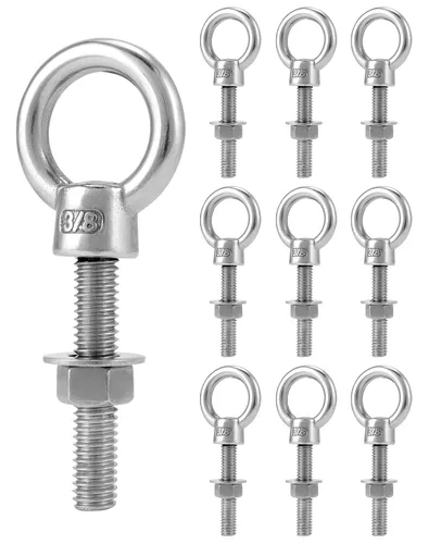 Vista 10 de QWORK Cáncamos roscados, paquete de 5, 3/4" x 4" tornillos de acero inoxidable de grado marino para hombro