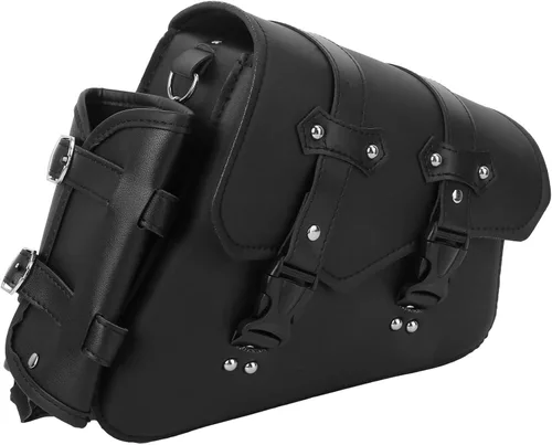 Vista 10 de Homoyoyo Bolsa de brazo oscilante, basculante para motocicletas, basculante de motocicleta con soporte para botella de agua, cuero sintético negro