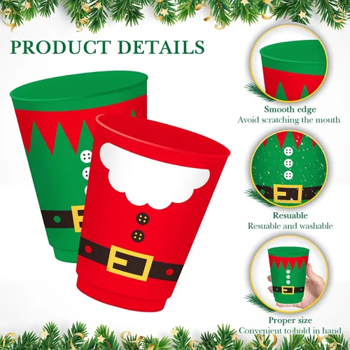 Vista 3 de Nuenen 24 vasos de Navidad reutilizables de 16 onzas para chocolate caliente, café, cerveza, helado, invierno, fiesta de Navidad, suministros