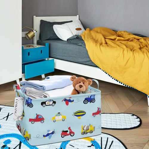 Vista 4 de Canasta plegable de almacenamiento para guardería, con revestimiento de polietileno impermeable, de grand tamaño, para niños y niñas, oficina