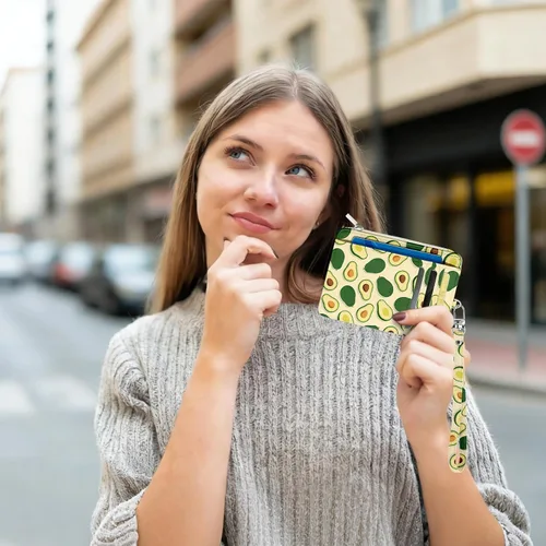 Vista 7 de Cartera delgada para mujer - Soporte para tarjetas de crédito con bloqueo RFID, cartera de piel sintética con ventana de identificación y bolsillo