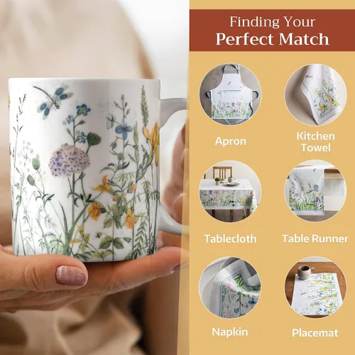 Vista 6 de Maison d' Hermine Taza de café con asas, tazas de porcelana fina de hueso, paquete de una taza de té para bebidas calientes, capuchino, latte