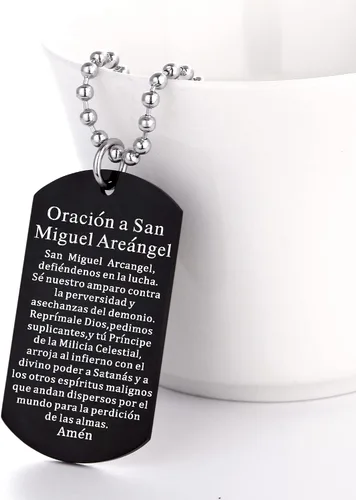 Vista 3 de FAYERXL Collar de San Miguel para hombre collar personalizado con etiqueta de perro negro regalo para hombres collar con colgante de amuleto