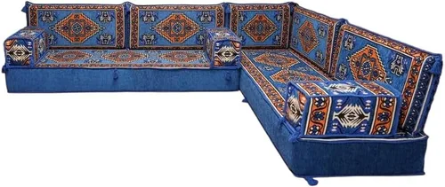 Vista 121 de arabicsofa Juego de asientos Jalsa en forma de L – Majlis árabe hecho a mano con almohadas de respaldo