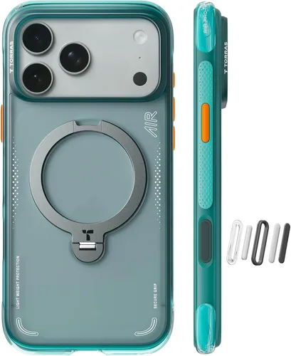 Vista 19 de TORRAS Ostand Q3 Air - Funda para iPhone 17 Pro con soporte magnético de 360°, compatible con MagSafe, probada contra caídas de grado mil, botón