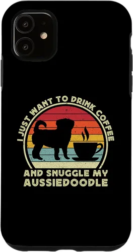 Vista 5 de iPhone 15 Coffee And Aussiedoodle For Men Women Aussiedoodle Dog Funny Case