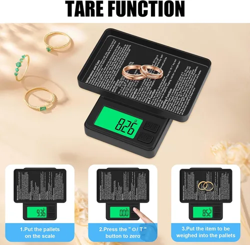 Vista 5 de Báscula de bolsillo digital 1000g x 0.01g, Diyife báscula de gramo portátil de precisión para joyería con cubierta protectora, apagado automático