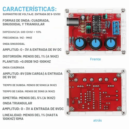 Vista 2 de Weewooday Kit de módulo de frecuencia generador de señal de función Xr2206, 1 pieza Triángulo sinusoidal Salida cuadrada ajustable 1hz-1mhz