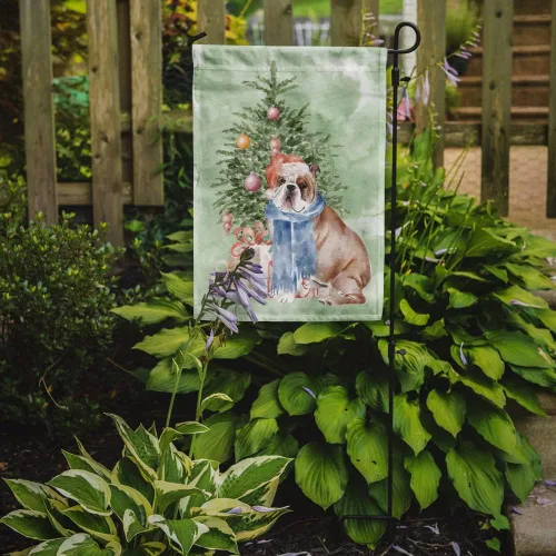 Vista 2 de Caroline's Treasures CK8213GF Bulldog Inglés #2 Regalos de Navidad y árbol de jardín Bandera de buzón Bandera decorativa para patio exterior, patio