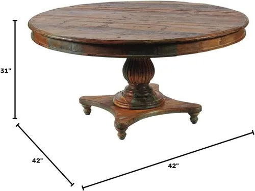 Vista 2 de Moti Trinidad - Mesa de comedor redonda de madera maciza de 42 pulgadas, multicolor