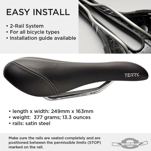 Vista 5 de Terry Liberator X - Sillín de bicicleta de montaña para mujer, flexible y cómodo, funda Dura-tek negra