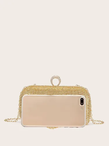 Vista 6 de LETODE Bolso de mano de lujo con borlas para mujer, bolso de mano de imitación para boda