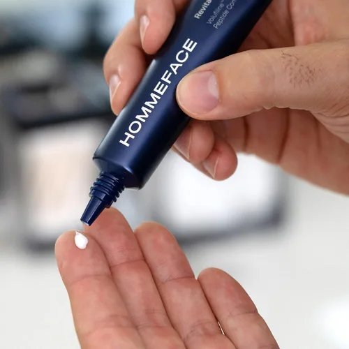 Vista 4 de HommeFace Paquete de rutina diaria antienvejecimiento de 5 pasos para el cuidado de la piel para hombres con lavado facial, tónico, suero, crema