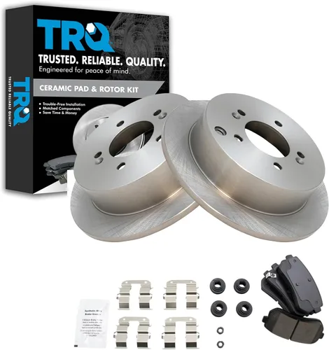 Vista 12 de TRQ Juego de pastillas de freno y rotor de cerámica trasera compatible con Honda Accord V6 1998-02 3.0L con frenos de disco traseros 02-06 Acura RSX