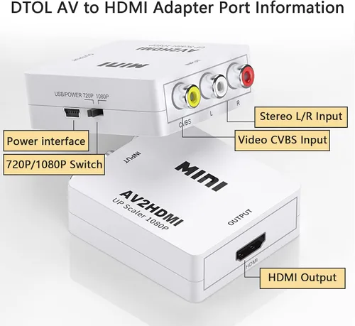 Vista 2 de Tmvel mini RCACVS 3 RCA video compuesto AV para convertidor HDMI para TV/PC/PS3/Blue-Ray DVD