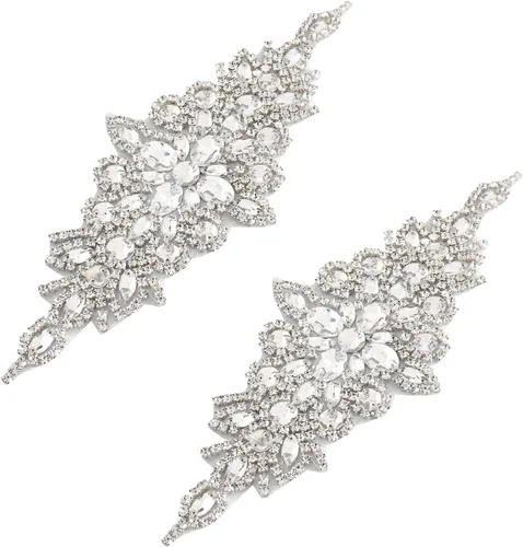 Vista 7 de Apliques de cuentas de perlas de diamantes de imitación rojos apliques de novia accesorios de cristal de ajuste de diamantes de imitación