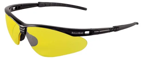 Vista 7 de Bullhead Safety Eyewear BH633AF Stinger, marco negro cristal, lente antiniebla ahumado, nariz y patillas TPR gris