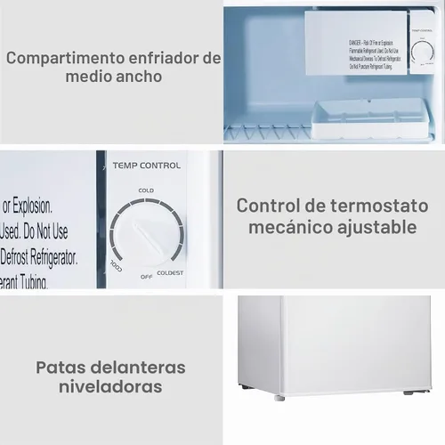 Vista 4 de Galanz Mini refrigerador blanco de una sola puerta de 1.7 pies cúbicos perfecto para dormitorio - GL17WE