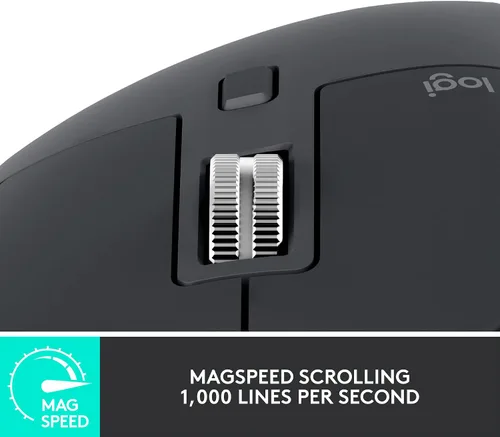 Vista 4 de Logitech Ratón Inalámbrico de Rendimiento MX Master 3S - Grafito Con Receptor Bolt