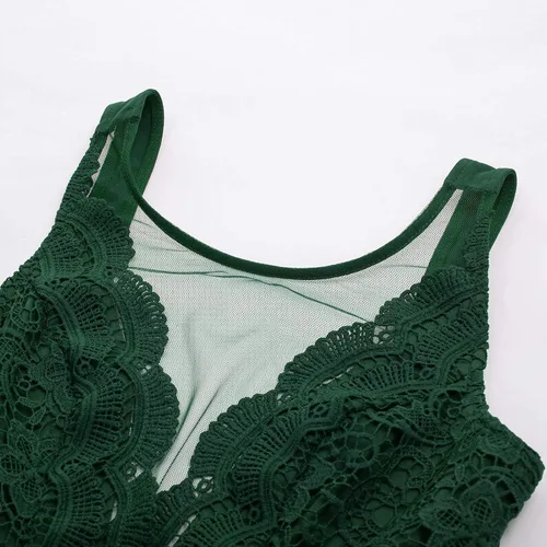 Vista 6 de GRACE KARIN - Vestido de fiesta acampanado sin mangas con encaje y cuello en V profundo para mujer