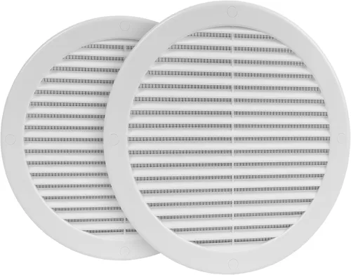 Vista 35 de Paquete de 10 cubiertas redondas de ventilación de aire de 4 pulgadas – Deflector de ventilación de aire Soffit de plástico blanco con malla
