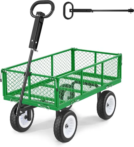 Vista 22 de VEVOR Carrito de jardín de acero de 900 libras, mango 2 en 1, carro de jardín extraíble resistente con neumáticos libres de 10 pulgadas, carrito