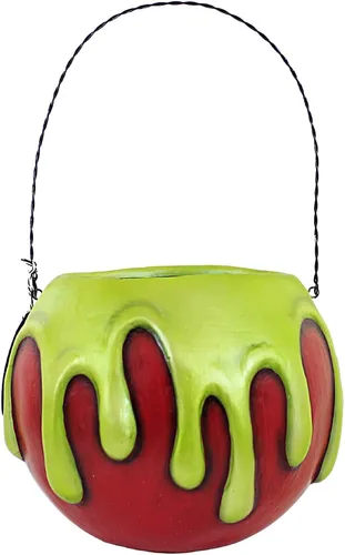 Vista 2 de Bethany Lowe Cubo grande de manzana roja con veneno verde