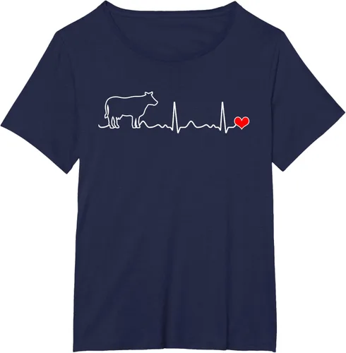 Vista 20 de Camiseta de paciente con corazón I Love My Cow Valve EKG Heartbeat Heart Pacient, Negro, S