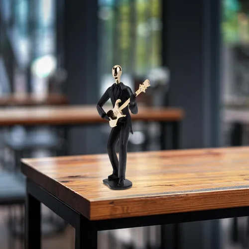 Vista 2 de ARTIBETTER Estatua de músico de guitarra, instrumento musical, guitarra, figura coleccionable, trofeo de música, adorno de escritorio para el hogar