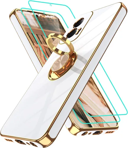 Vista 166 de Funda para Motorola Moto G 5G 2024: Funda Moto G Play 5G 2024 con 2 piezas de protectores de pantalla, soporte de anillo de rotación de 360°