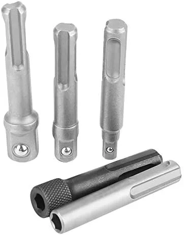 Vista 6 de Adaptador de zócalo para taladrar 3 unids SDS Plus adaptador de enchufe de acero 2 unids zócalo SDS extensión hexagonal accesorios de herramienta