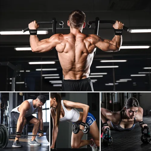 Vista 7 de TOPOKO Correas de muñeca de levantamiento para levantamiento de pesas, peso muerto, levantamiento de potencia y entrenamiento de fuerza, correas
