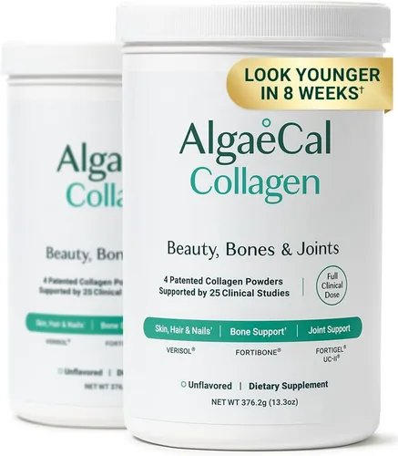 Vista 13 de ALGAECAL Colágeno: 4 Péptidos clínicamente respaldados VERISOL®, FORTIGEL®, UC-II®, FORTIBONE®, Polvo de colágeno hidrolizado antienvejecimiento, 30